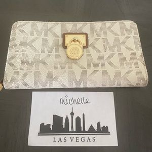 SOLD - Michael Kors White Logo Wallet